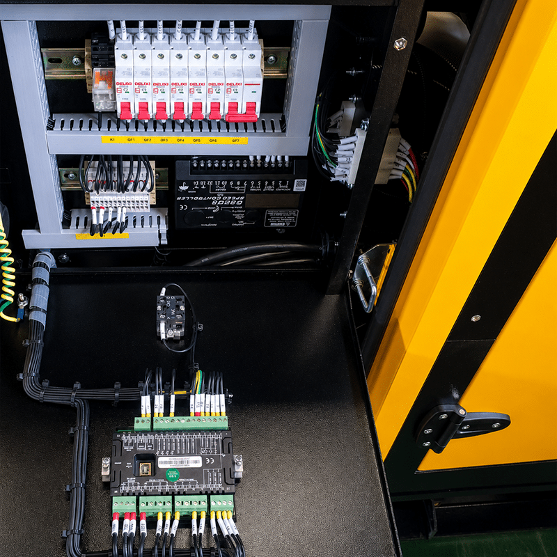 FIRMAN Industrial backup generator interior view with control panel